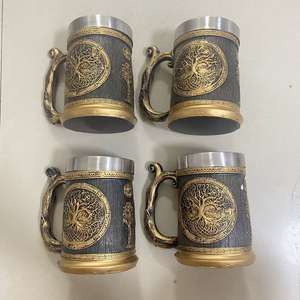 Jarra vikinga 3D personalizada Alemania Árbol de la vida taza de cerveza taza de bebida de café creativa con asa - Product Image 4
