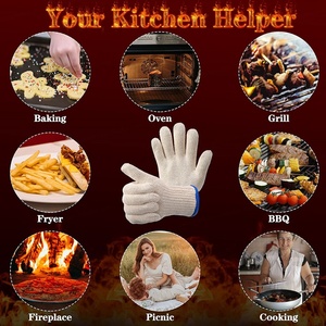 Gants de four, gants de sécurité pour manipuler des aliments chauds, cuisiner, faire cuire et souder, résistants à la chaleur - Product Image 5