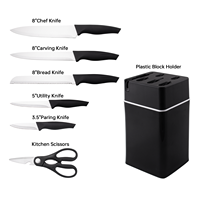 Ensemble de couteaux de cuisine DAKOO Super Sharp 7 pièces avec ciseaux et support de rangement en plastique pour couteaux
