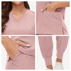 Conjuntos de Uniformes Médicos Unisex de Poliéster y Spandex para Hospital, Top y Pantalones con Múltiples Bolsillos, Traje de Enfermería - Product Image 2