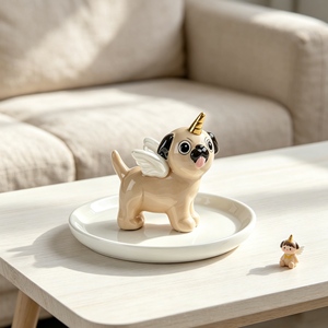 Adorable Flying <strong>Pug</strong> Unicorn Design Ceramic <strong>Mug</strong> with Mini <strong>Pug</strong> Figurine Creative Animal Print Coffee Tea Cup for Collectors - Product Image 5
