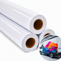 Rouleau de vinyle imprimable en gros, adhésif blanc haute adhérence, brillant ou mat, matériau d'impression pour covering automobile et signalétique OEM