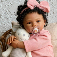 Poupée Reborn Afro-Américaine Noire de 19 Pouces, Peau Foncée Réaliste, Nouveau-né, Bébé, Peinte à la Main, Effet Naturel, Cadeau de Collection