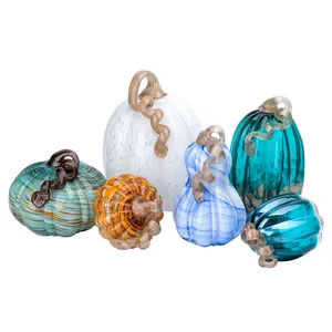 Hot Sale New Design 5 Zoll Glas Handwerk Geschenk Ornament Aquarell Glas Kürbis für Halloween Glas dekoration