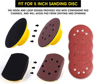 Lot de 2 blocs de ponçage auto-agrippants de 5 pouces - Ponçage rond et ponçage de précision pour la finition de meubles en bois, la réparation de cloisons sèches et les travaux manuels - Product Image 3