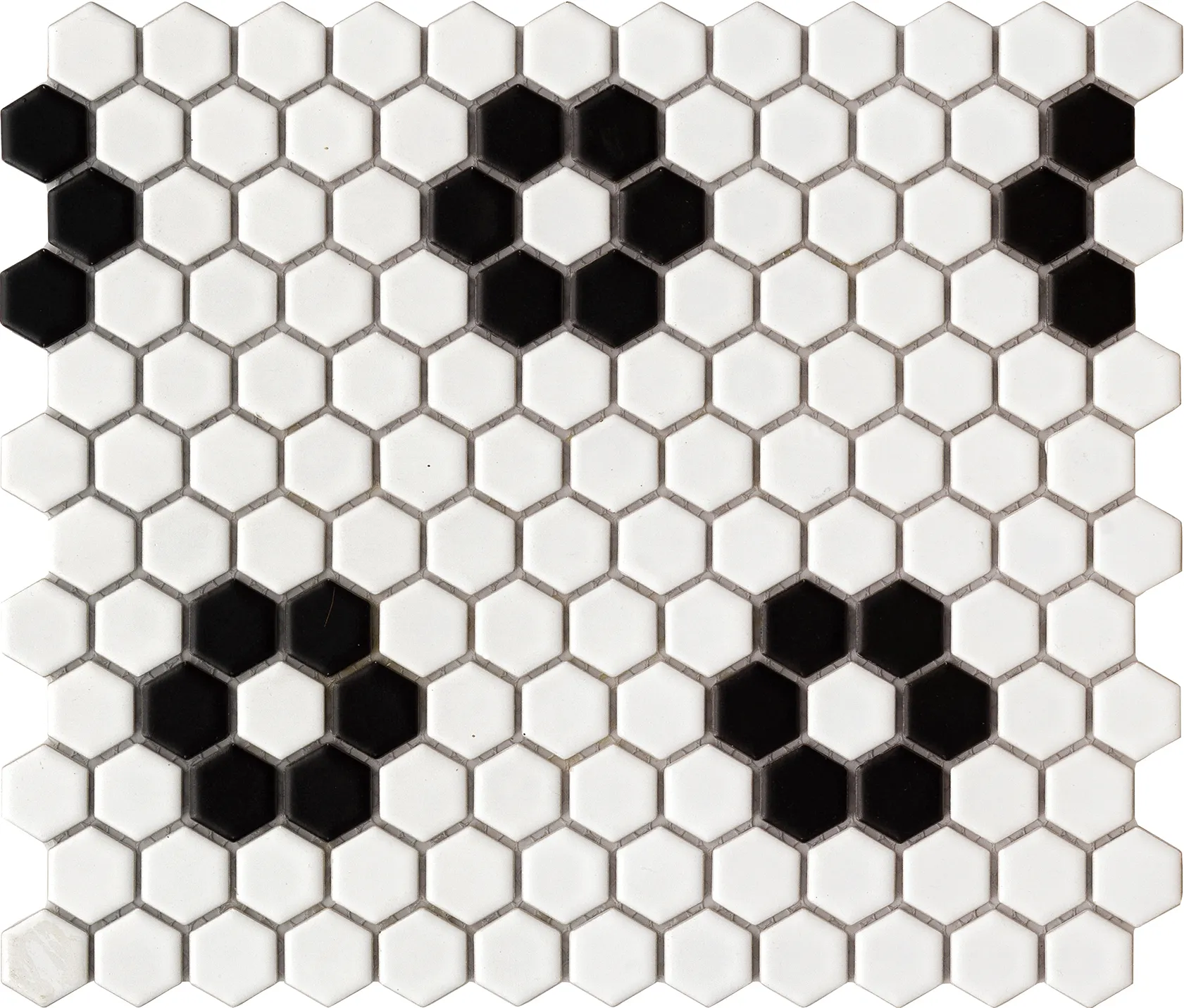 Haber geliyor mozaik karo kaliteli seramik mozaik küçük altıgen şekli siyah ve beyaz porselen mozaikler