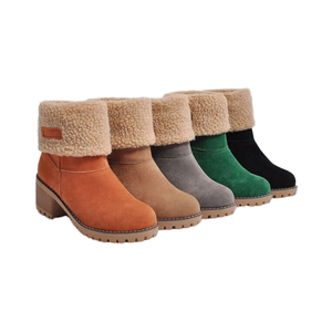 Femmes mi-mollet bloc <span class=keywords><strong>talon</strong></span> fourrure doublé hiver <span class=keywords><strong>bottines</strong></span> motif solide chaud sans lacet fermeture hauteur augmentant le Style mi-chausson - Product Image 6