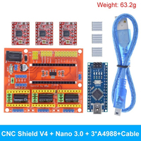 AIZESION 3D Printer Kit CNC Shield V3 V4 Engraving Machine Kit NANO Improved Version 4988 Driver