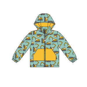 Top de Boutique con estampado de excavadora verde personalizado BT1378 para bebé, Jersey infantil de manga larga, ropa con cremallera para niños - Product Image 1