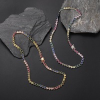 Collier tennis tendance en laiton de 5 mm incrusté de zircon coloré, style hip-hop européen et américain, cadeau de vacances pour couple