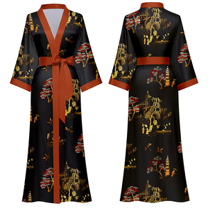 Pyjama en satin avec dentelle à manches longues, vêtements de nuit <span class=keywords><strong>sexy</strong></span> pour femmes, nouvelle collection - Product Image 1