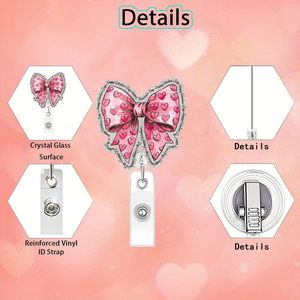 Glitter Valentine's Day Heart Scroll Pull-Out <b>Buckle</b> Retractable Alligator <b>Clip</b> Badge Scroll Acrylic Fun ID Card <b>Buckle</b> - Product Image 4