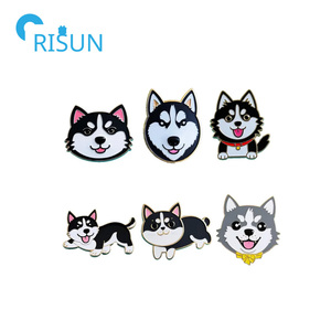 Herstellung von niedlichen Emaille-Hundepins, Schlüsselanhängern, individuellen Logo-Shiba-Inu-, Husky-, <span class=keywords><strong>Erha</strong></span>-Hundekopf-Abzeichen und Teddy-Tier-Emaille-Reversnadeln - Product Image 1