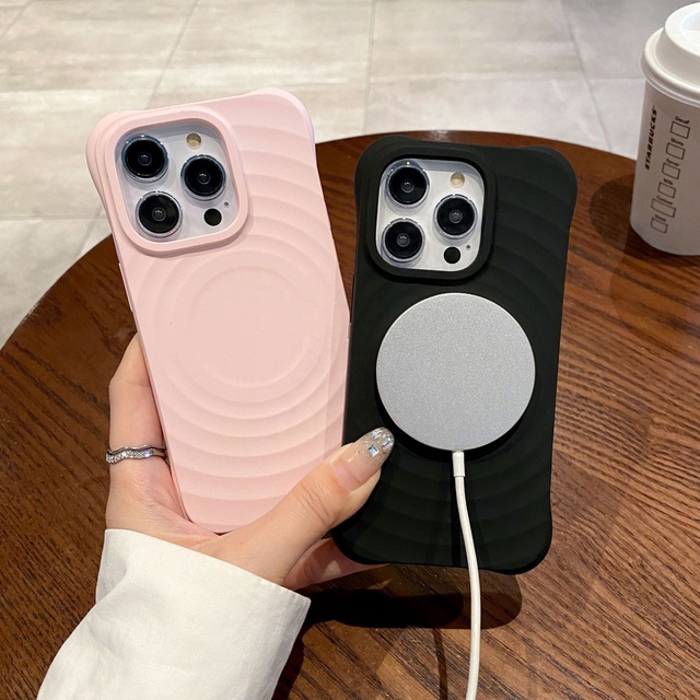 Custom Colors Liquid Silicone Magnetic Shockproof Phone Case for iPhone 18 17 16 Pro Max Anti-drop Water Ripple Phone Covers