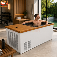 Bain froid de spa avec refroidisseur, en bois et acier inoxydable, pour hôtels, complexes hôteliers et projets de bien-être