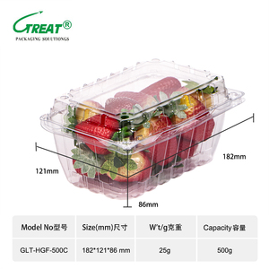Trái cây vỏ sò có thể tái chế Pet nhựa container bao bì lưu trữ trái cây dùng một lần Hộp nhựa PET vỏ sò nhựa container - Product Image 2