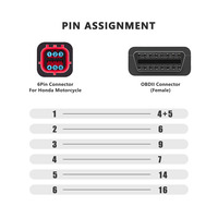 Conector de Diagnóstico para Motocicleta Honda de 6 Pines, Adaptador de Cable OBD2 para Honda OBD 2
