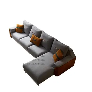 性家具现代新设计转角 l形沙发套装豪华意大利现代经典面料木制沙发