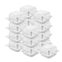 Custom 5X5 pollici a conchiglia scatola a conchiglia a conchiglia in plastica trasparente con cerniera contenitori per dolci biscotti insalate