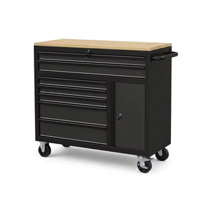 Cold-Rolled Steel Lockable <strong>Tool</strong> Cabinet Solid <strong>Wood</strong> Top Heavy-Duty Rolling Workbench <strong>Bench</strong> 7 Drawers 600kg Capacity Factory - Product Image 1