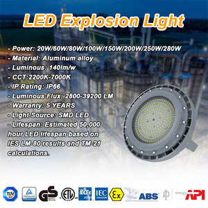 Đèn <span class=keywords><strong>Led</strong></span> chống cháy nổ nhôm đúc ATEX 20W 60W 80W 100W 150W 200W 250W 280W Đèn chống cháy nổ công nghiệp - Product Image 2