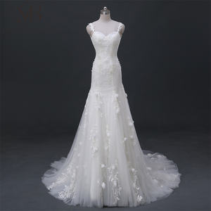 Mily mariée QW01728 3D <span class=keywords><strong>Rose</strong></span> perlé dentelle bretelles Spaghetti dos ouvert femmes sirène robes de mariée robe robes de mariée robe de mariée - Product Image 1