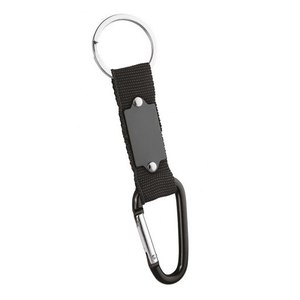 Portachiavi Personalizzato Nero in Metallo e Pelle con Moschettone, Ideale per Uso Aziendale - Product Image 1