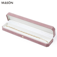 Boîte à bijoux en velours de mode vente en gros d'emballage de bijoux de luxe avec logo personnalisé boîte à bijoux bague en velours collier avec bordure dorée