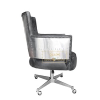 Fauteuil lounge en cuir Aviator Accent, cuir véritable, design industriel, fauteuil pivotant pour la maison ou le bureau, hauteur réglable
