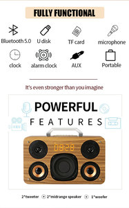 Loa không dây di động bằng gỗ, âm trầm lớn, chất lượng cao, loa siêu trầm Hifi cho điện thoại, TV, hệ thống âm thanh rạp hát gia đình, sử dụng trong nhà/ngoài trời - Product Image 6