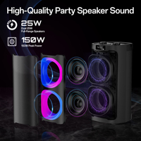 Altavoz Portátil para Fiestas KENUO de 50W, Altavoz Inalámbrico para DJ, Karaoke, con 2 Micrófonos