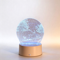 Lampe de nuit LED 3D personnalisée avec plaque acrylique insérable et impression de logo sur le côté de la base, idéale pour chambre à coucher, cadeau, vente en gros pour usines