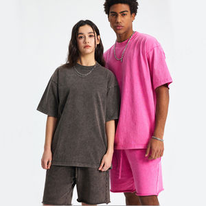 Chemises vintage pour hommes en coton 100% de marque de luxe, surdimensionnées, lourdes, vente en gros, 250 g/m², lavées à l'acide, t-shirt unisexe pour hommes et femmes - Product Image 2