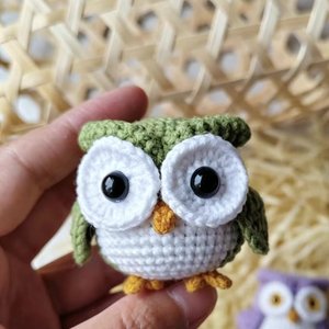 Porte-clés <span class=keywords><strong>hibou</strong></span> miniature mignon, jouet en peluche crocheté à la main, pendentif décoratif - Product Image 3