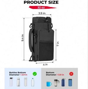 Free Sample <b>Water</b> <b>Bottle</b> <b>Holder</b> Bag <b>Water</b> <b>Bottle</b> Carrier with Adjustable Shoulder Strap <b>Water</b> <b>Bottle</b> Pouch <b>Holder</b> for Hiking - Product Image 5