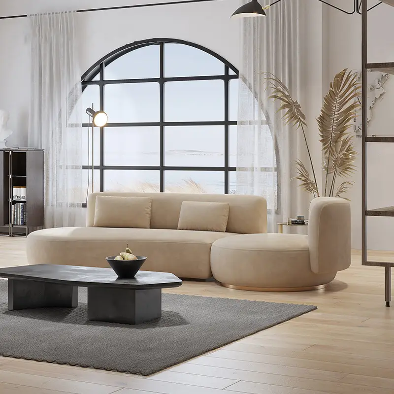 Sofá curvo modular branco de alta qualidade para sala de estar, sofá de canto moderno nórdico de alta qualidade