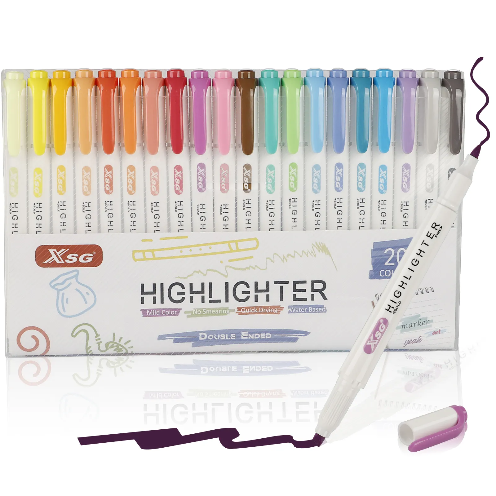 Kẹo Màu văn phòng phẩm thiết lập tùy chỉnh huỳnh quang pastel đôi đầu Highlighter Bút Đánh Dấu Bộ