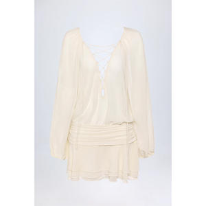 2025 Moda Francês Herringbone Vestido Ruffled Mulheres Jovens Elegante Padrão de Cor Sólida Estilo Império Vestidos Casuais - Product Image 5