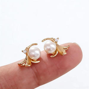 22706 DIY Pearl Accessories S925 Silver <b>Fine</b> Stud <b>Earrings</b> with 6-7mm Round Gold Silver Jewelry with Empty Stand and Earnail - Product Image 5
