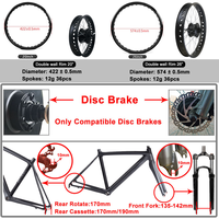 Kit de Conversión para Bicicleta Eléctrica, Llanta Gruesa de 20-26 Pulgadas, 4.0, Motor Trasero de Aleación de Aluminio de 72V 1000W-3000W-5000W