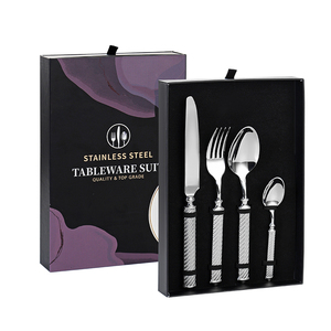 Juego de Cubiertos de Acero Inoxidable Personalizado para Restaurantes y Hoteles de Estilo Occidental, Juego de Cubiertos con Caja de Regalo Abierta - Product Image 1
