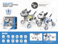 Jouet robot chien intelligent télécommandé infrarouge - Métal, portée 20m, 2 canaux, retour automatique, prêt à l'emploi, peut marcher, chanter et apprendre