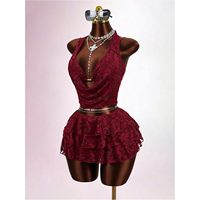 Conjunto de Bikini de Encaje para Mujer FOXA, Traje de Baño de Verano sin Mangas, Atuendo Sexy para Club, Transpirable, con Estampado Floral