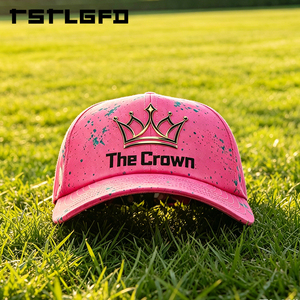 Casquette de baseball structurée à 6 panneaux avec logo personnalisé, impression jet d'encre effet éclaboussures, avec patch en caoutchouc, vente en gros, fabricant - Product Image 5