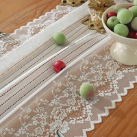 Chemin de table en dentelle blanche de style français, luxe léger, pour décoration de table de mariage ou d'hôtel, nappe longue pour fêtes en cuisine