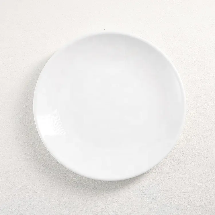 أطباق تقديم من الميلامين مقاس 10 بوصات للبيع بالجملة أدوات مائدة بلاستيكية يمكن رصها فوق بعضها مطعم أبيض أطباق عميقة مسطحة للخييمات