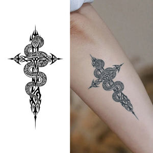 <span class=keywords><strong>Tatuaje</strong></span> temporal de <span class=keywords><strong>serpiente</strong></span> y Cruz, diseño de animales, <span class=keywords><strong>tatuaje</strong></span> semipermanente a prueba de agua, dura 2 semanas, <span class=keywords><strong>tatuaje</strong></span> de hierbas para <span class=keywords><strong>brazo</strong></span> - Product Image 1