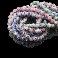 10mm Rose fleur céramique perles en vrac bleu et blanc porcelaine perles rondes pour la fabrication de colliers de bijoux à bricoler soi-même