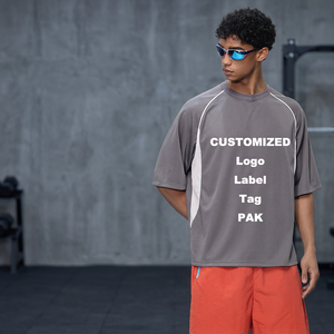 Custom Logo Men's Hiking Outdoor Knitted Sporty Oversized Mesh 100% Polyester Quick Dry Gym Training Blank Contrast T-<b>Shirt</b> - Product Image 4