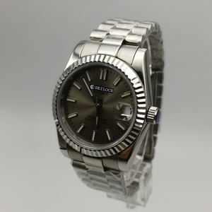 Montre mécanique automatique pour homme de haute qualité, tendance, de forme ronde, simple, avec cristal saphir SEILOCE NH35, acier inoxydable 904L - Product Image 4